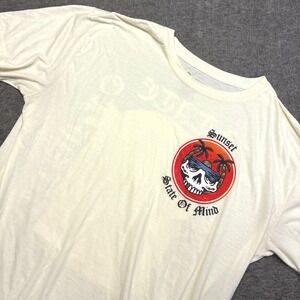 RGSTR Sunset State Of Mind T-Shirt Mens 2XL Cream Skeleton Graphic Skull Skate